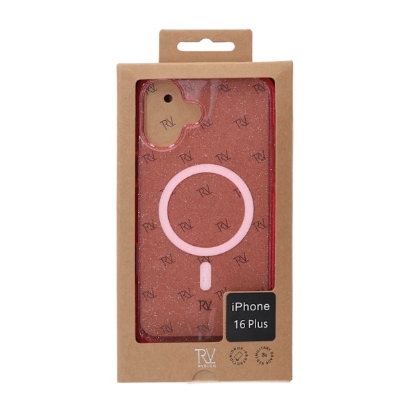iPhone 16 Plus Rvelon Mobilskal TPU med MagSafe - Glitter Rosa Pink