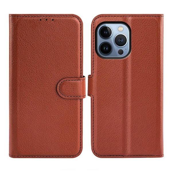 iPhone 14 Pro Max Plånboksfodral med Stativ - Brun Brun