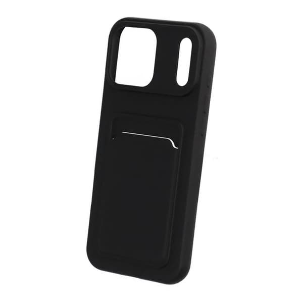 Mobilskal Silikon med Korthållare för iPhone 17 Pro Max - Svart musta