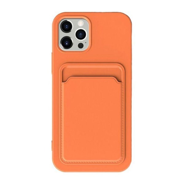 iPhone 15 Plus Mobilskal Silikon med Korthållare - Orange Orange