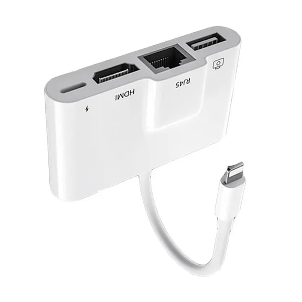 Lightning Adapter 1 till 4 portar: HDMI, RJ45 10/100Mbps, USB-A 3.1, Lightning Laddningsport