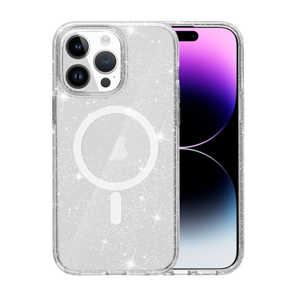 iPhone 14 Pro Mobilskal Stöttåligt med Glitter - Transparent Transparent