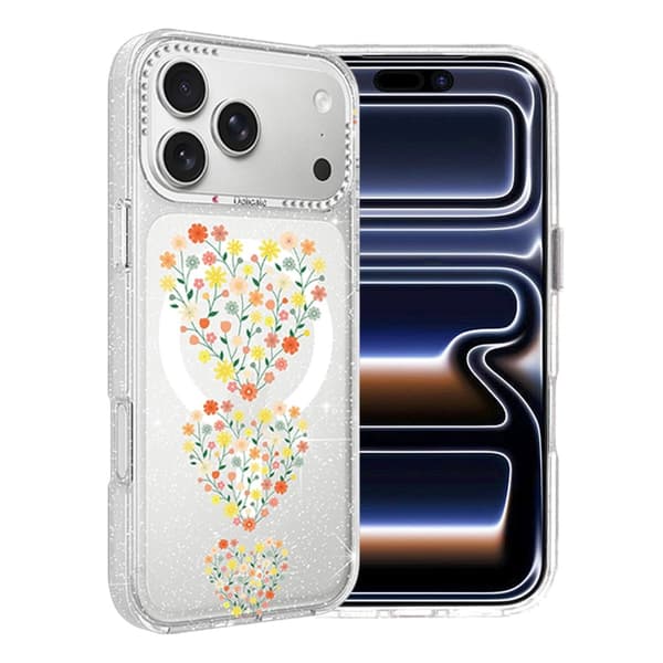 Blomstret Cover med Magsafe til iPhone 17 Pro Max - Hjerter