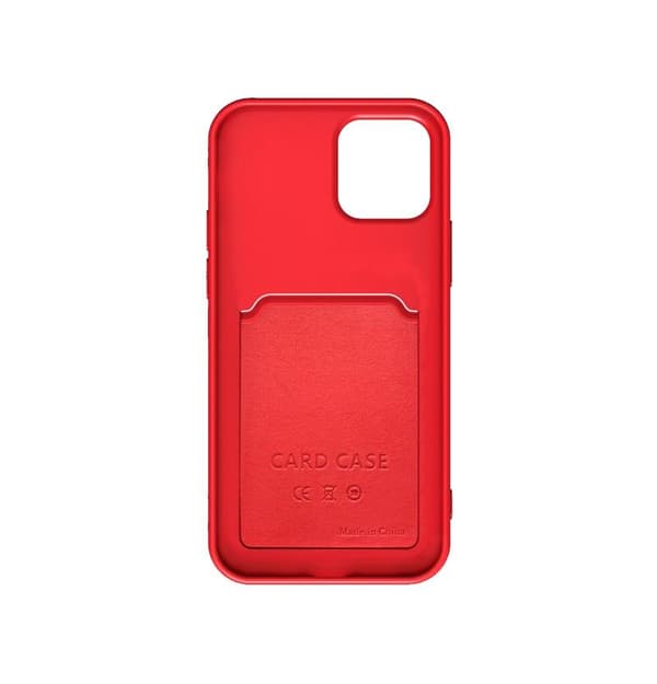 iPhone 13 Pro Max Silikonskal med Korthållare - Röd Red