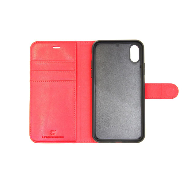 iPhone XR Plånboksfodral Läder med Stativ - Röd Red