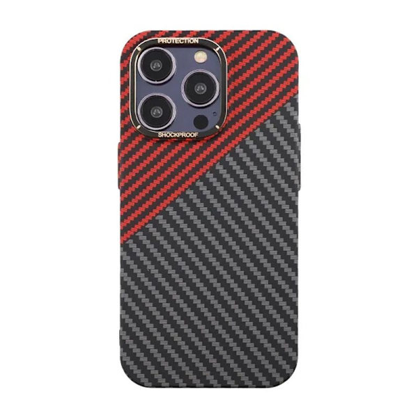 Kolfiber Skal iPhone 14 Pro - Röd & Svart Multicolor