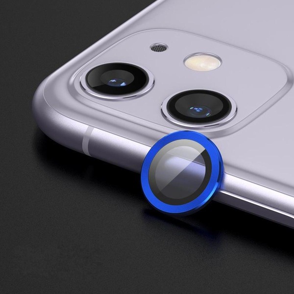 iPhone 12 Linsskydd med Metallram - Blå (2-pack) Blå