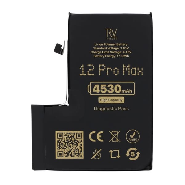 Rvelon Batteri för iPhone 12 Pro Max - 4530 mAh Högkapacitet