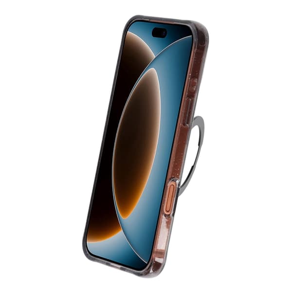 Kimalteleva MagSafe-kuori iPhone 17 Pro Maxille ja 18 Pro Maxille pyörivällä jalustalla - Musta musta