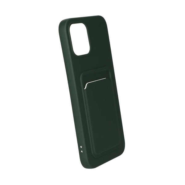 iPhone 12 Pro Max Silikonskal med Korthållare - Militärgrön Dark green