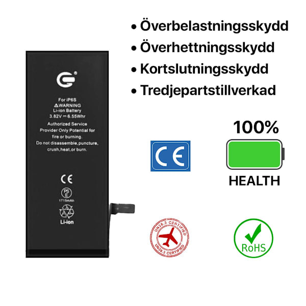 iPhone 6S Batteri Kit Svart