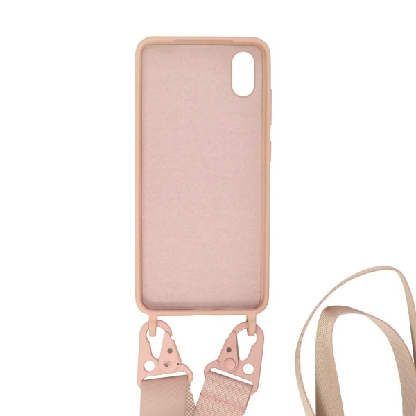 iPhone XS Max Silikonskal med Rem/Halsband - Rosa Pink