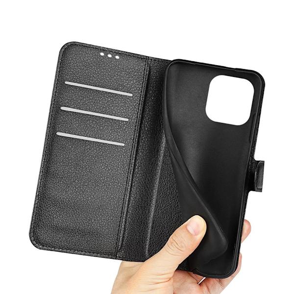 iPhone 14 Pro Plånboksfodral med Stativ - Svart Black