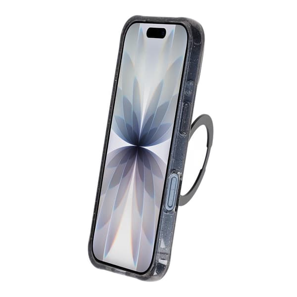 Glitrende MagSafe-cover til iPhone 17 med roterende stativ - Sort sort