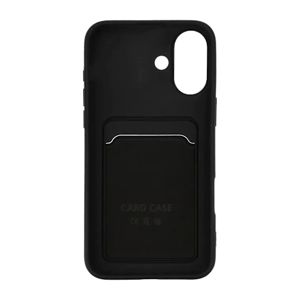 iPhone 16 Plus Mobilskal Silikon med Korthållare - Svart Svart