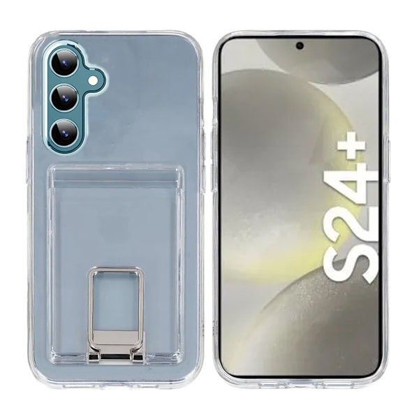 Samsung Galaxy S24 Plus Mobilskal med Korthållare och Stativ - Transparent Transparent