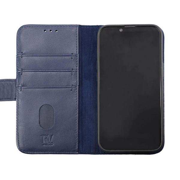 iPhone 14 Plånboksfodral Läder Rvelon - Blå Marinblå