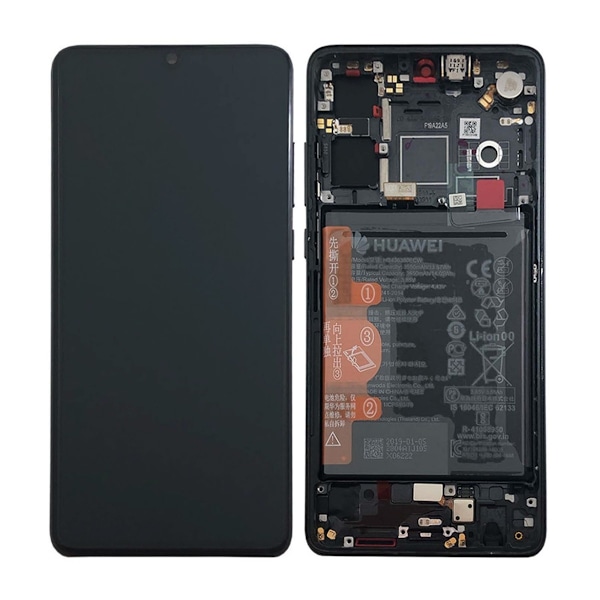 Huawei P30 Skärm med LCD Display och Batteri Original - Svart Svart