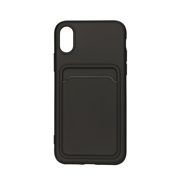 iPhone X/XS Silikonskal med Korthållare - Svart Black