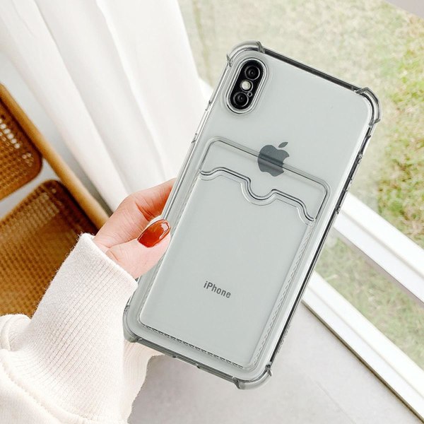 iPhone X/XS Stöttåligt Skal med Korthållare - Grå Grey