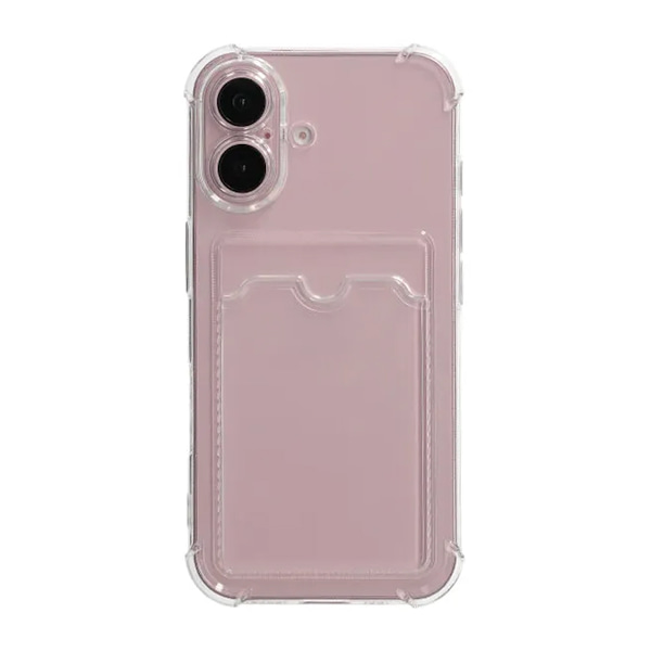 iPhone 16 Plus Mobilskal Stöttåligt med Korthållare - Transparent Transparent