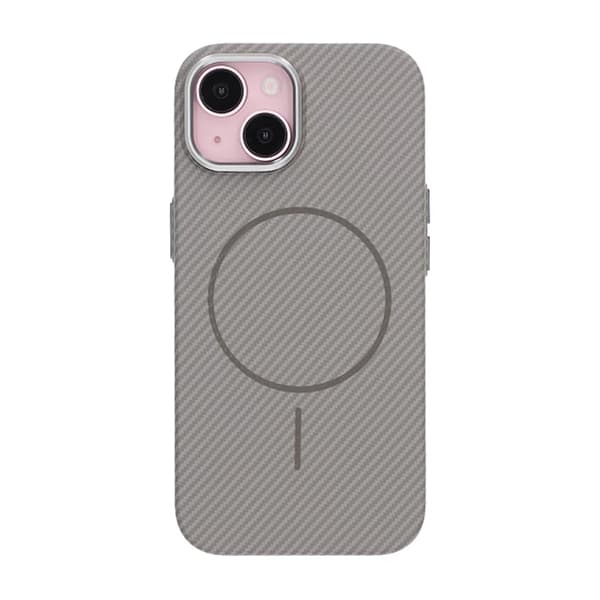iPhone 15 Mobilskal Carbonmönstrad - Grå grå