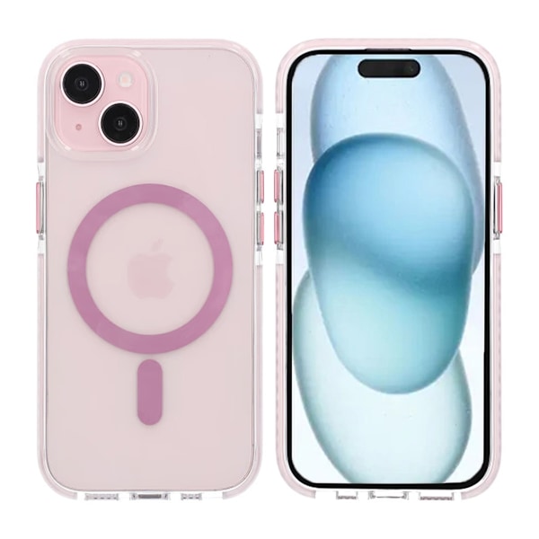 iPhone 15 Mobilskal Magnet Dubbelskydd - Rosa Rosa