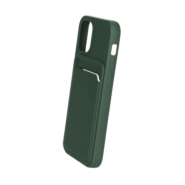 iPhone 13 Mini Silikonskal med Korthållare - Militärgrön Dark green