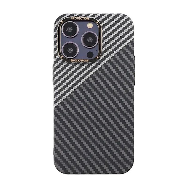 Kolfiber Skal iPhone 14 Pro - Svart & Vit Svart