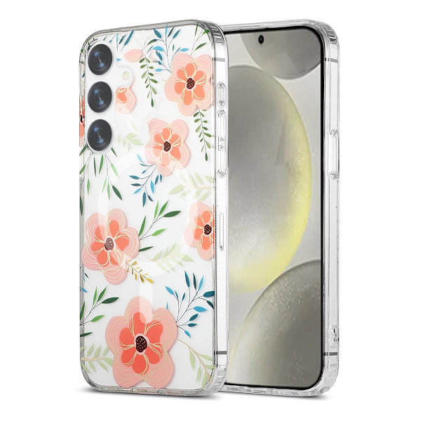 Samsung Galaxy S24 Mobilskal Magnet - Blommor Rosa Multicolor
