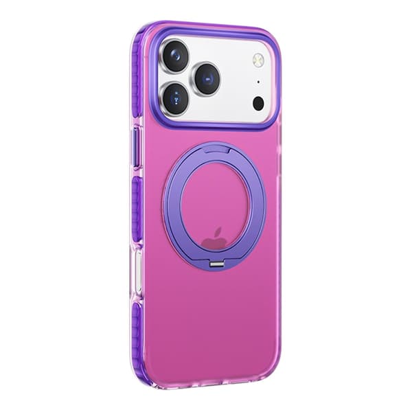 Stöttåligt skal med roterbart stativ för iPhone 17 Pro - Rosa-lila röd
