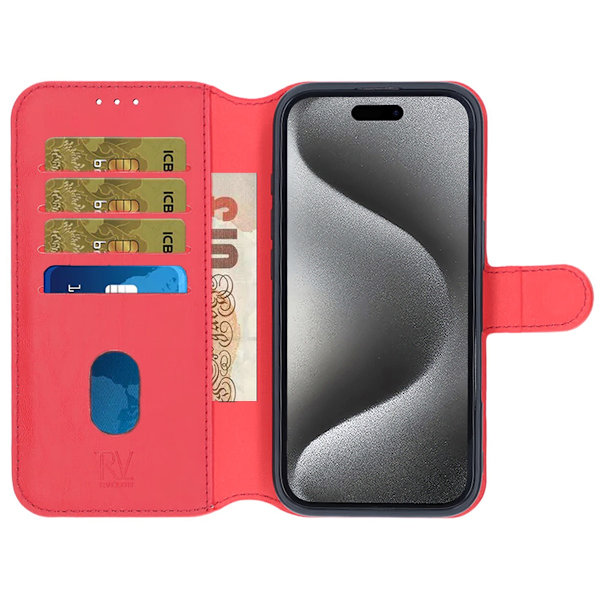 iPhone 16 Plånboksfodral Magnet Rvelon - Röd Röd