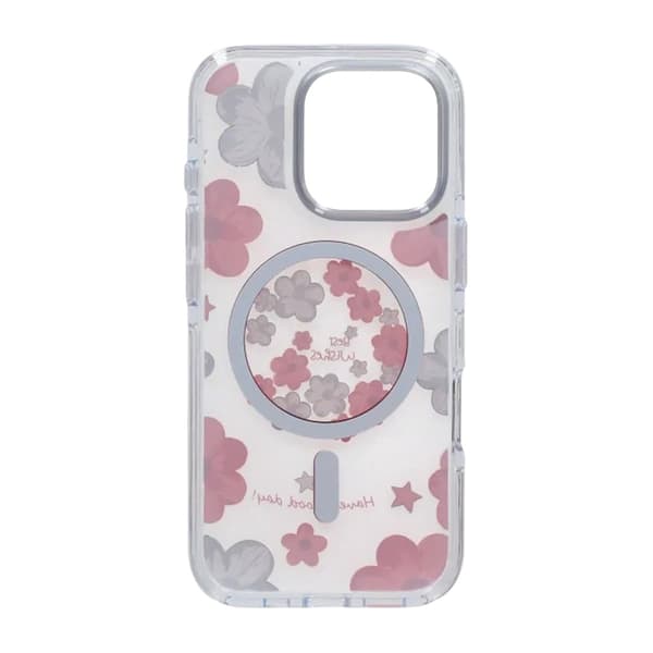 Blommigt MagSafe-skal med kameraskydd för iPhone 16 Pro Max - Rosa pink