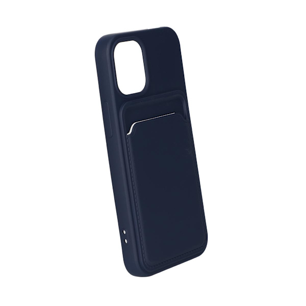 iPhone 12 Mini Silikonskal med Korthållare - Blå Blå