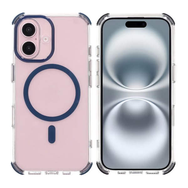 iPhone 16 Rvelon Mobilskal Magnet med Kantskydd - Blå Blue