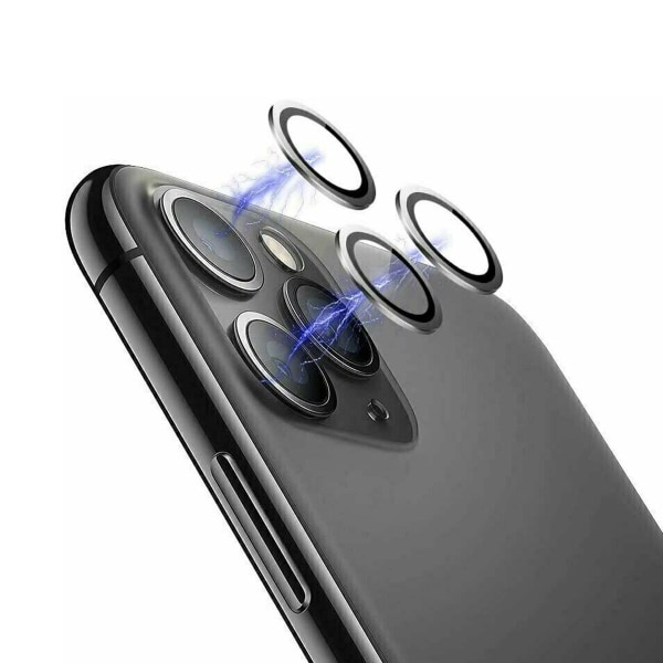 iPhone 12 Mini Linsskydd med Metallram - Svart (2-pack) Black
