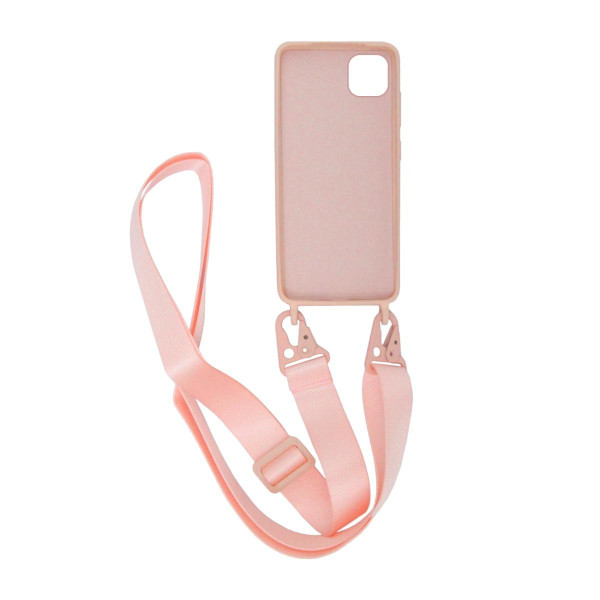 iPhone 11 Pro Max Silikonskal med Rem/Halsband - Rosa Pink