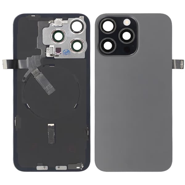 iPhone 15 Pro Max Baksida Glas Komplett OEM - Titansvart svart
