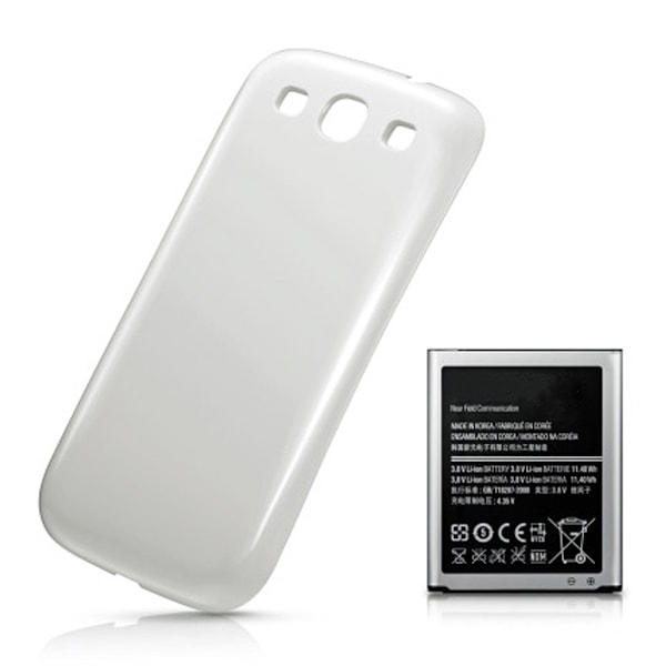 Samsung Galaxy S3 Batteri med Baksida - Vit White