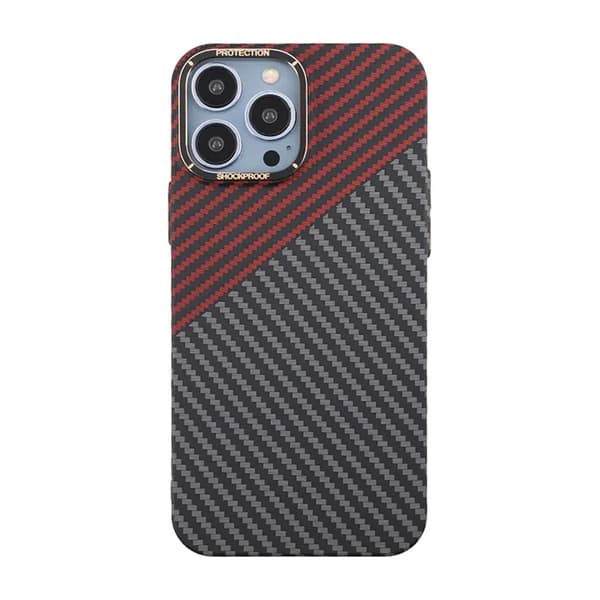 Kolfiber Skal iPhone 13 Pro Max - Röd & Svart Multicolor