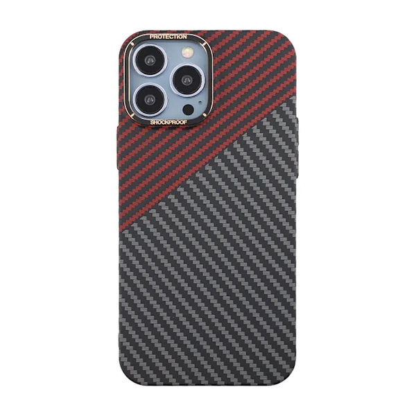 Kolfiber Skal iPhone 13 Pro Max - Röd & Svart multifärg