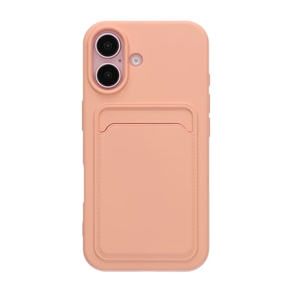 Silikonskal med Kortfack för iPhone 16 - Rosa Rosa