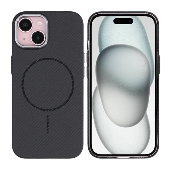 iPhone 15 Mobilskal Carbonmönstrad - Svart Svart