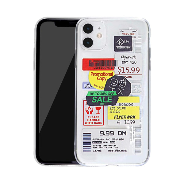 Stöttåligt Mobilskal iPhone 12 Mini - Fashion Prisetiketter Transparent