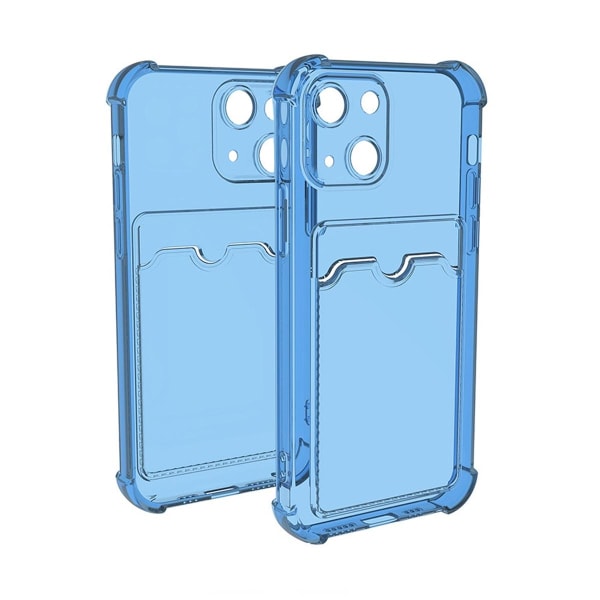 iPhone 13 Stöttåligt Skal med Korthållare - Blå Blue