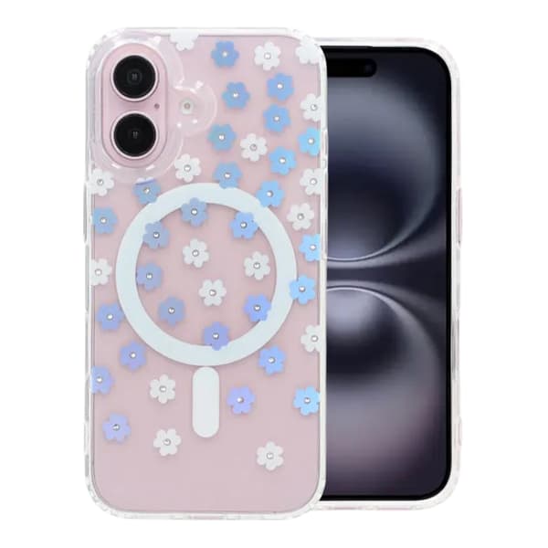 Graveret blomstret MagSafe cover til iPhone 16 - Blossom beige