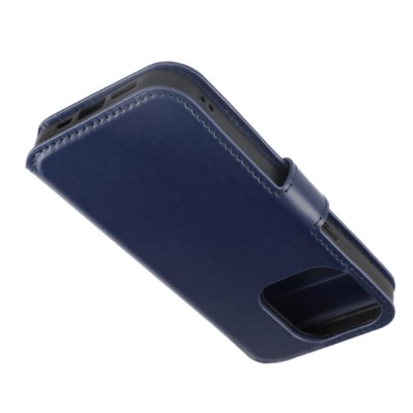 iPhone 15 Pro Plånboksfodral Läder Rvelon - Blå Marine blue