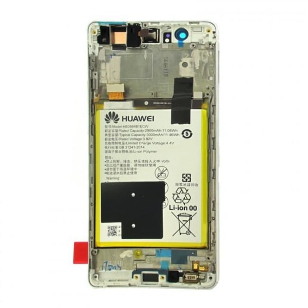 Huawei P9 Lite Skärm med LCD Display och Batteri- Vit Vit