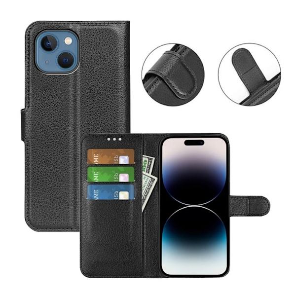 iPhone 15 Plånboksfodral med stativ - Svart Svart