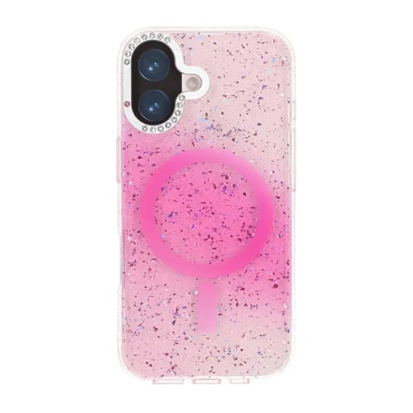 Glitter Skal MagSafe och Diamanter för iPhone 17 - Rosa pink